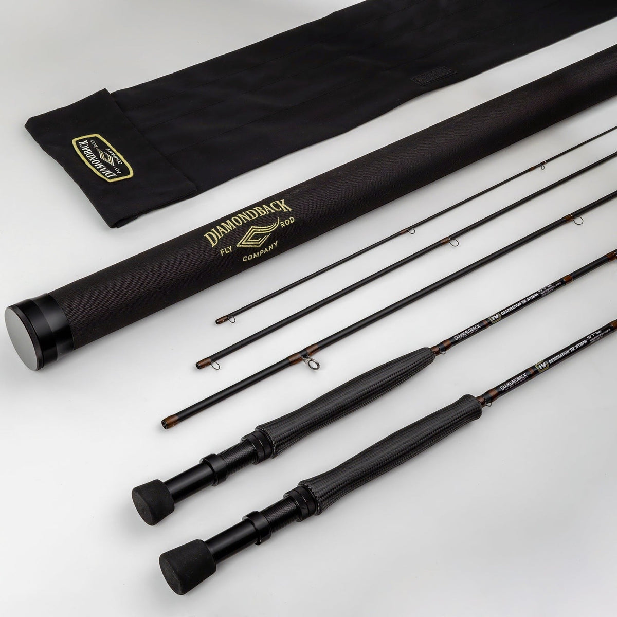 DiamondBack Generation IV Nymph fly rods with Carbon Grip, rod tube and sock