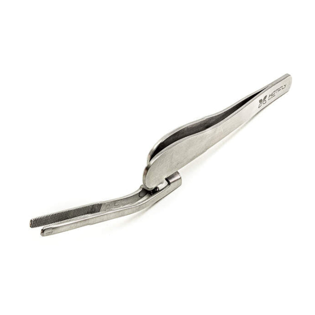 Hotfly ELEPHANT material clamp – ergonomic fly tying tweezers, side view