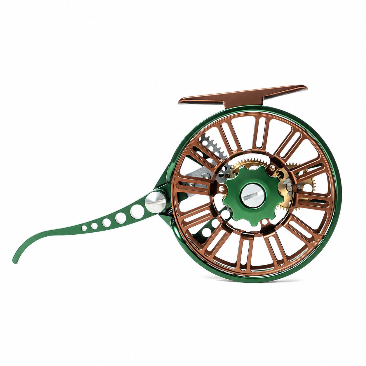 JMC Ozone Racing Green 36 semi-automatic fly reel front view