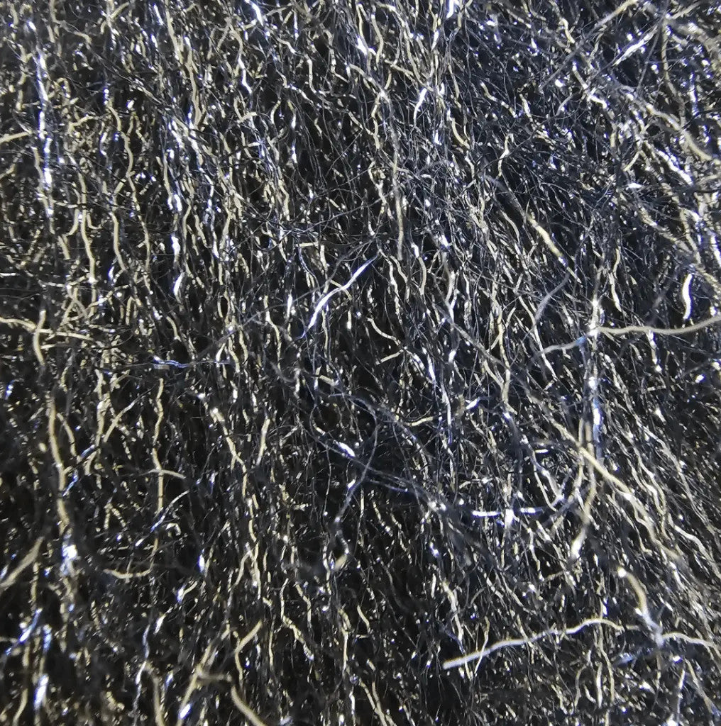 Black – Kindale Crimp Ice Dubbing in Black, dark metallic flash dubbing fibres