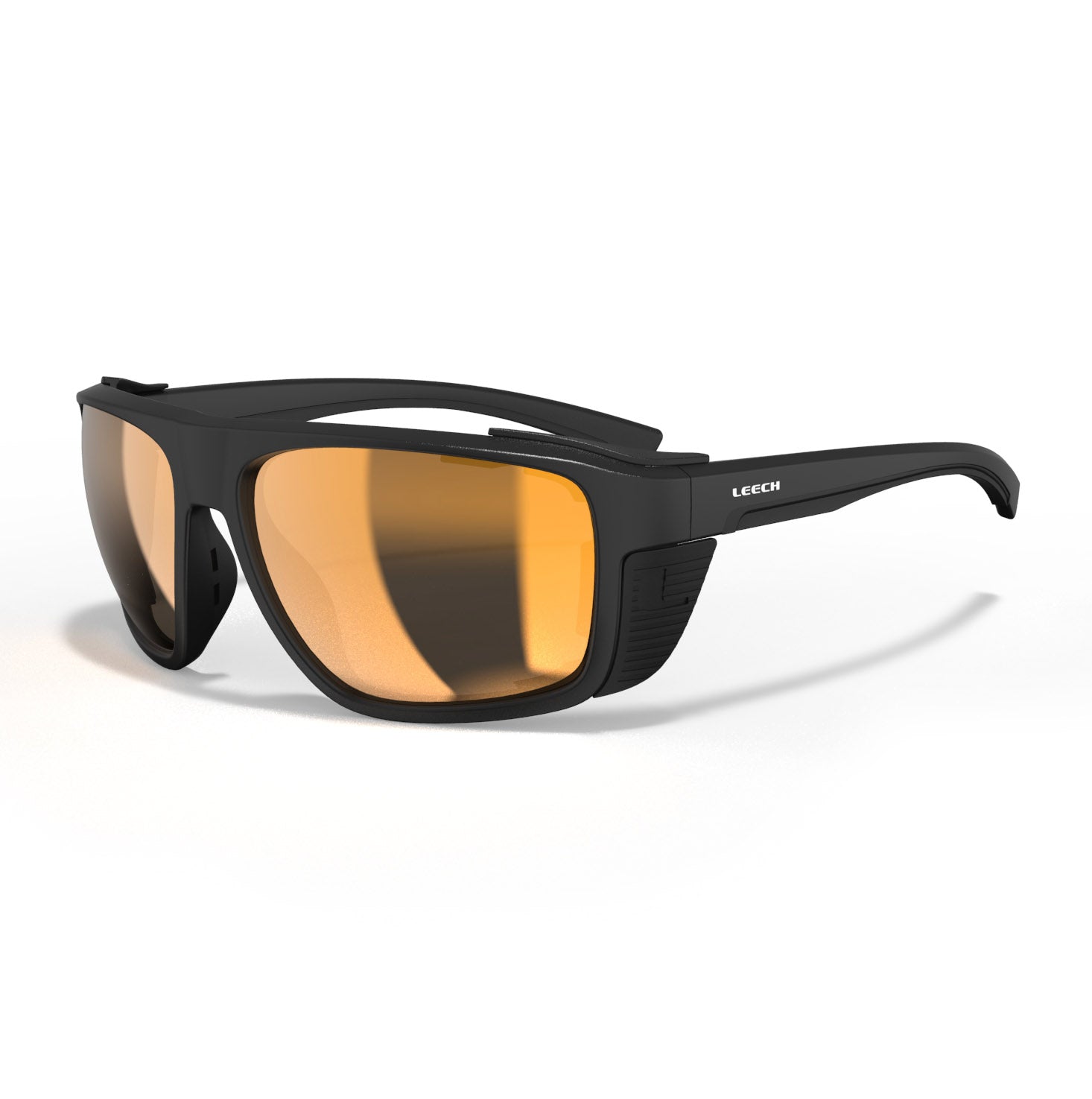 Leech X FishPro Fire polarized fishing sunglasses with removable side shields