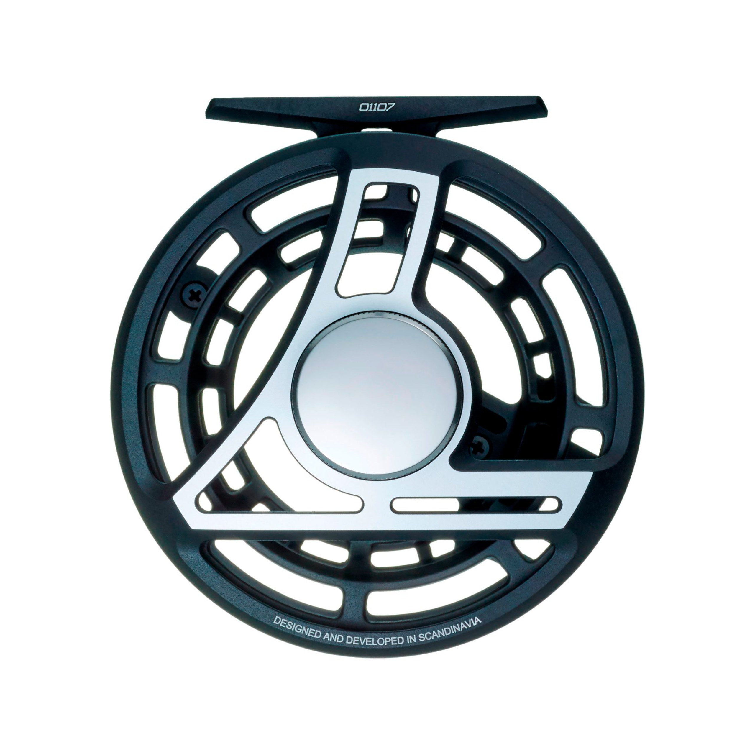 Rear view of a LOOP Q Reel 4/6 fly reel showing the machined frame