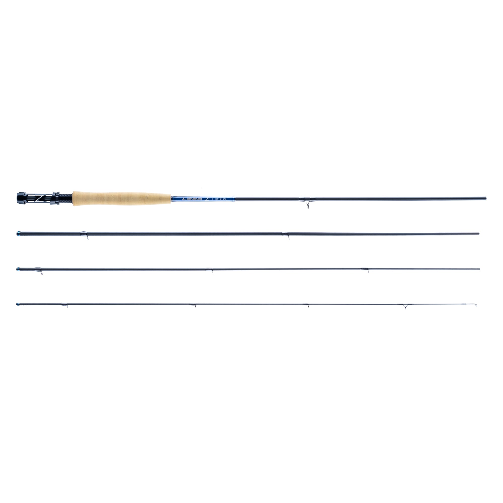 LOOP Z1 10 ft 3 in #2 four-piece fly rod shown in separate sections