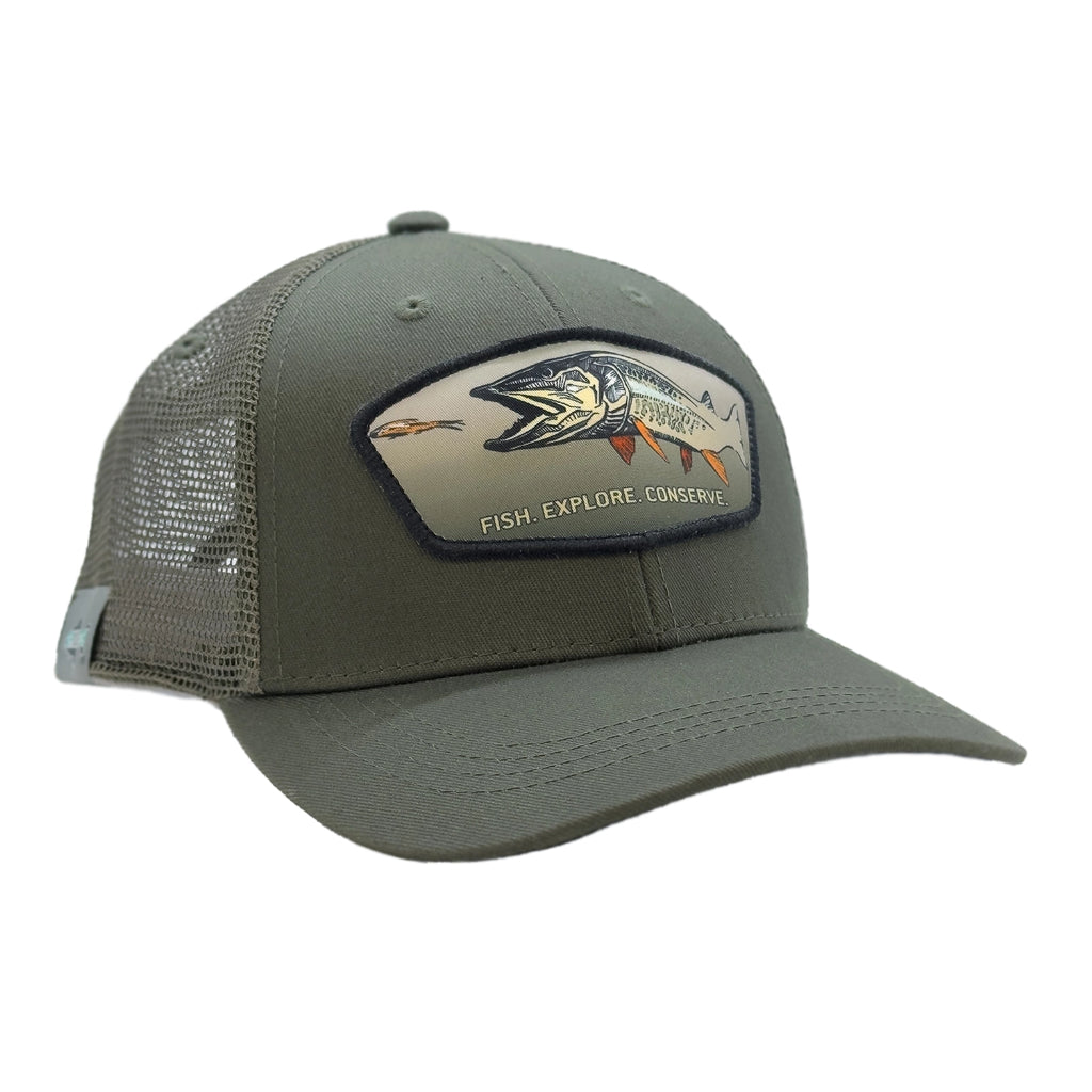 RepYourWater Musky Patrol Hat in green with musky patch