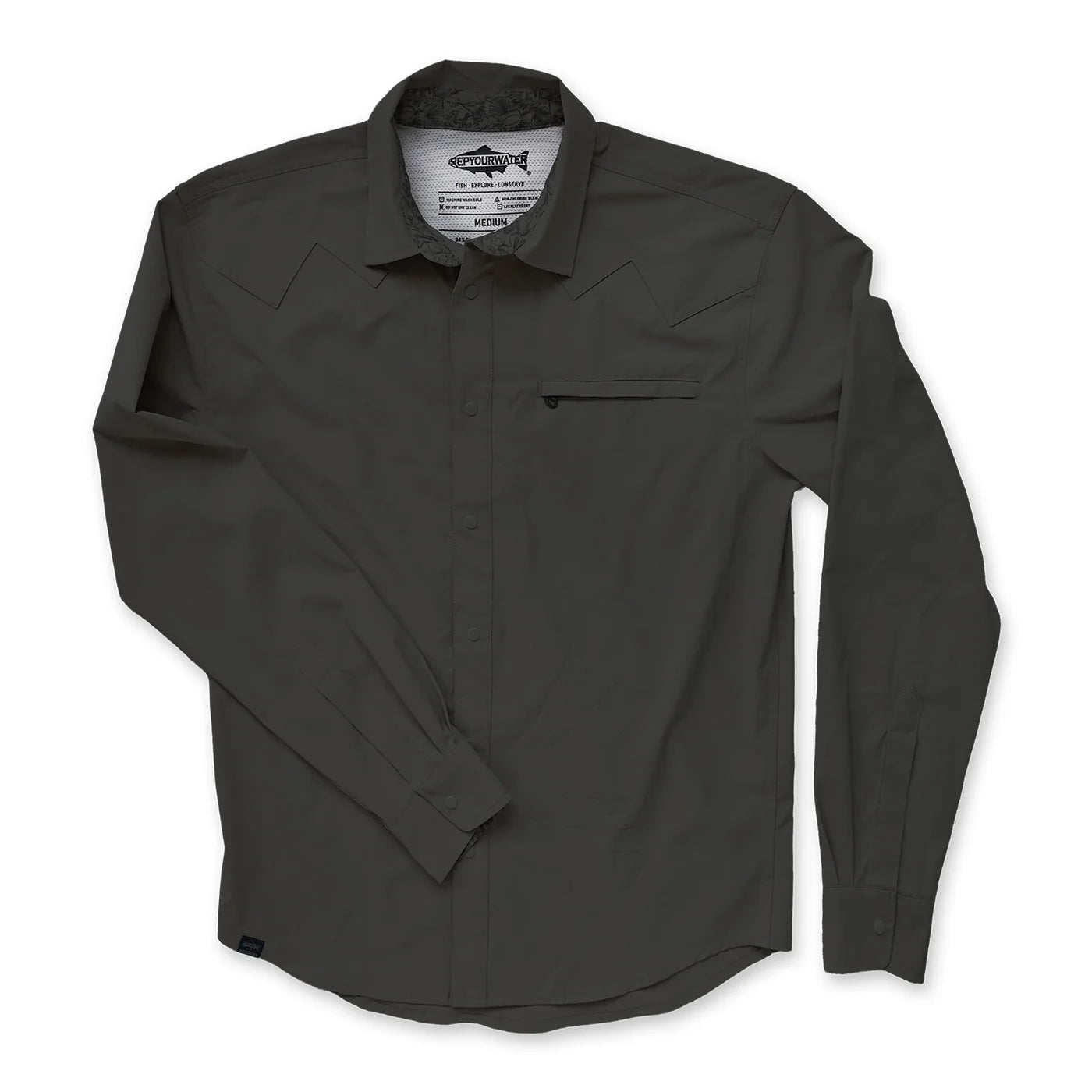 RepYourWater Wellfleet LS Button Up Fishing Shirt Volcanic Sand - front view