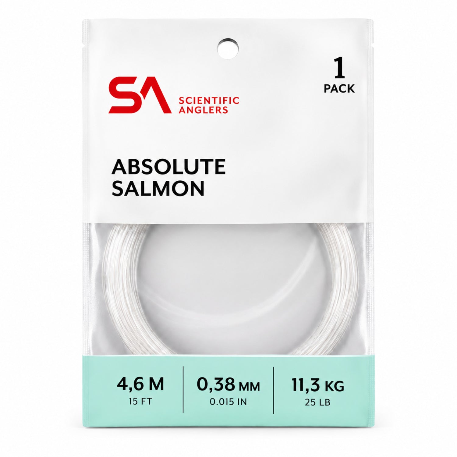 Scientific Anglers Absolute Salmon Leader 15 ft 0.38 mm 25 lb tapered salmon leader