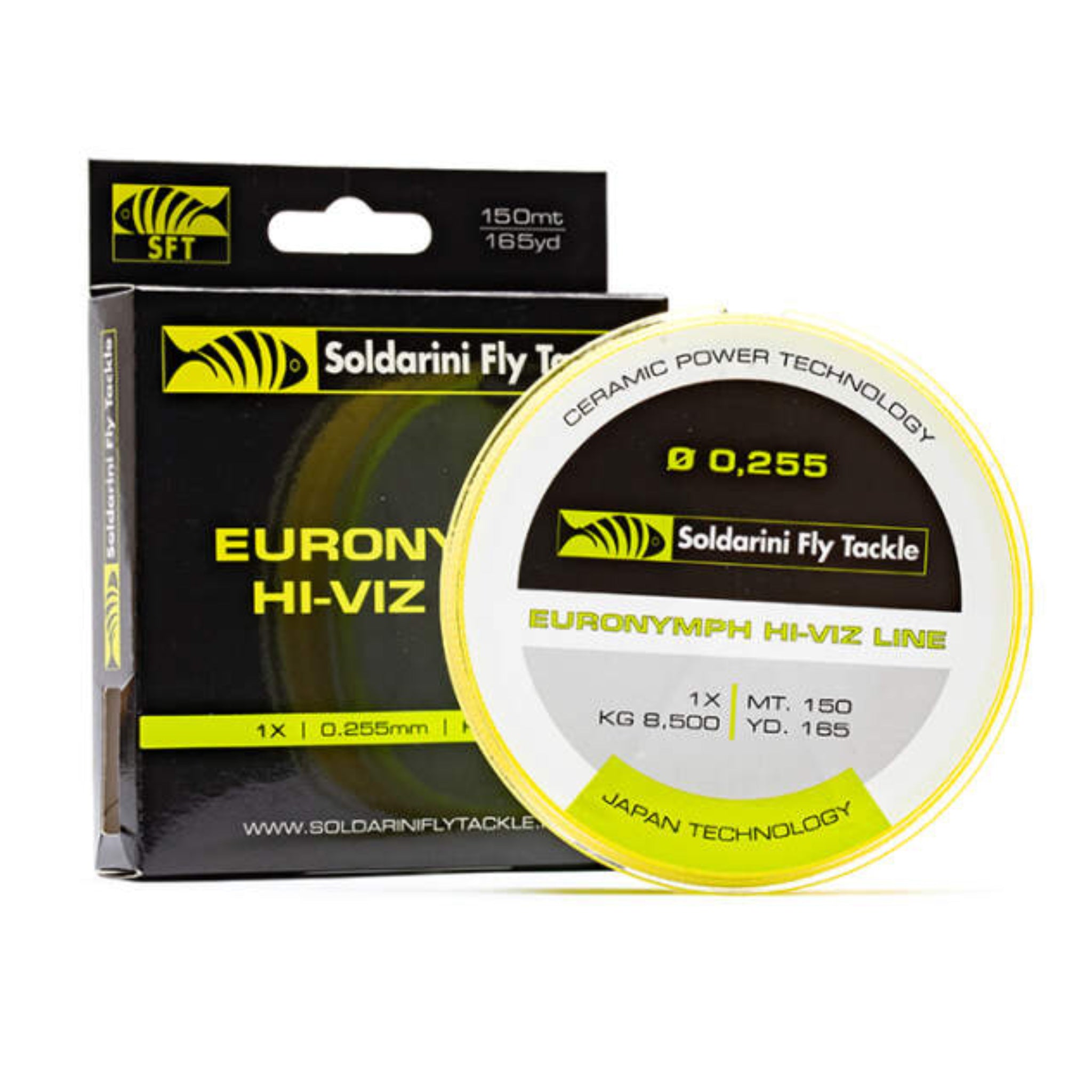 Soldarini Euronymph Hi-Viz Line – fluorescentný monofil 150 m BOX