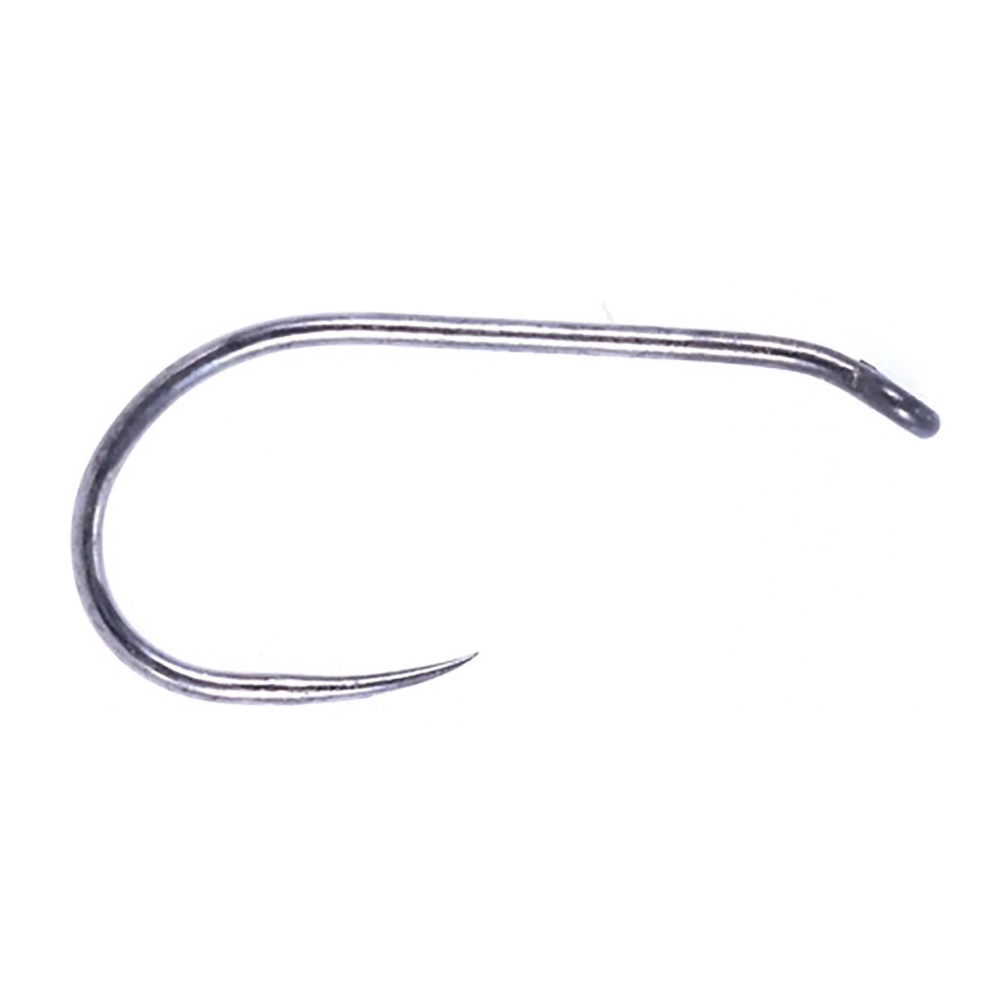 Soldarini SFT 402 barbless dry fly hook with down eye and black nickel finish.