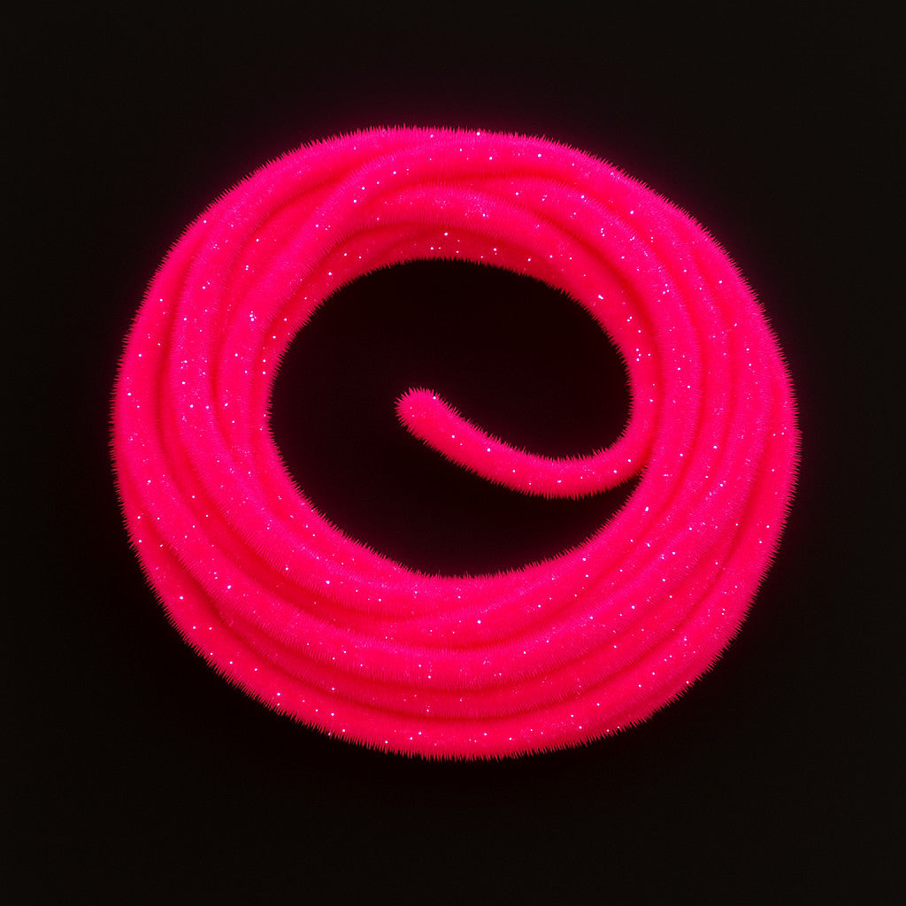 Soldarini Wormstasy Chenille UV – Fluo Pink fly tying material on dark background