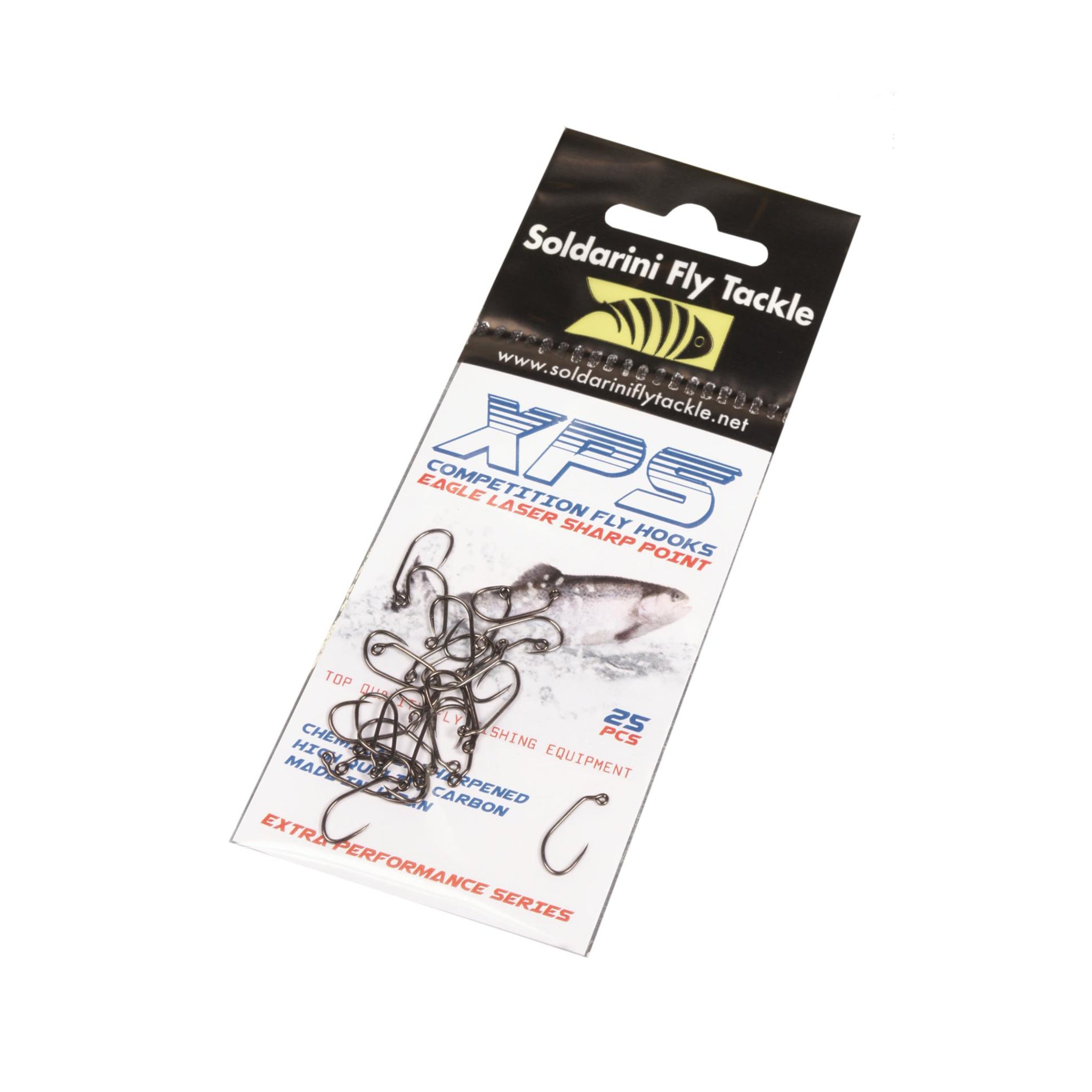 Soldarini XPS C107 fly hook packaging – barbless curved Czech nymph style hooks, 25 pcs