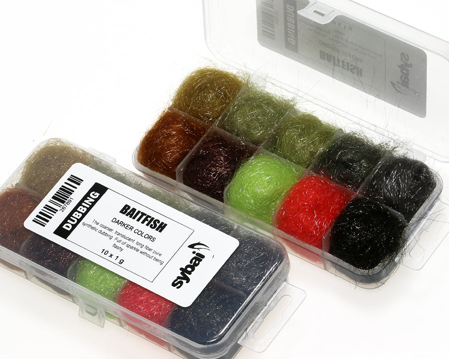 Sybai Baitfish Dubbing Box Darker Colors – 10 synthetic dubbing colors