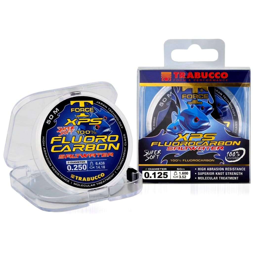 Trabucco T-Force XPS Fluorocarbon SW 50 m – fluorocarbonový nadväzcový materiál s cievkou a originálnym balením