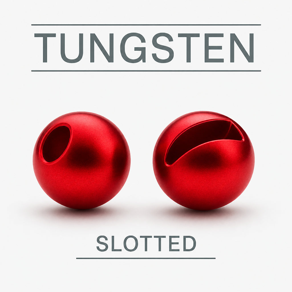 Tungsten slotted beads – anodized red finish for fly tying