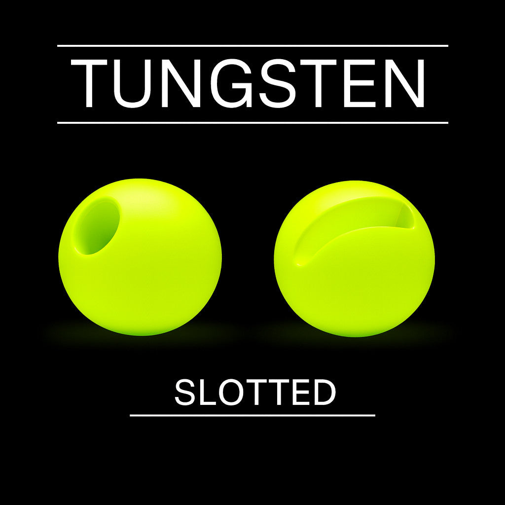 Tungsten Slotted Fluo Chartreuse fly tying bead head