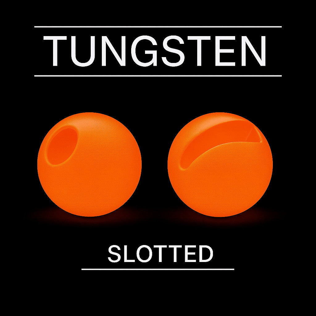 Tungsten Slotted Fluo Orange fly tying bead head