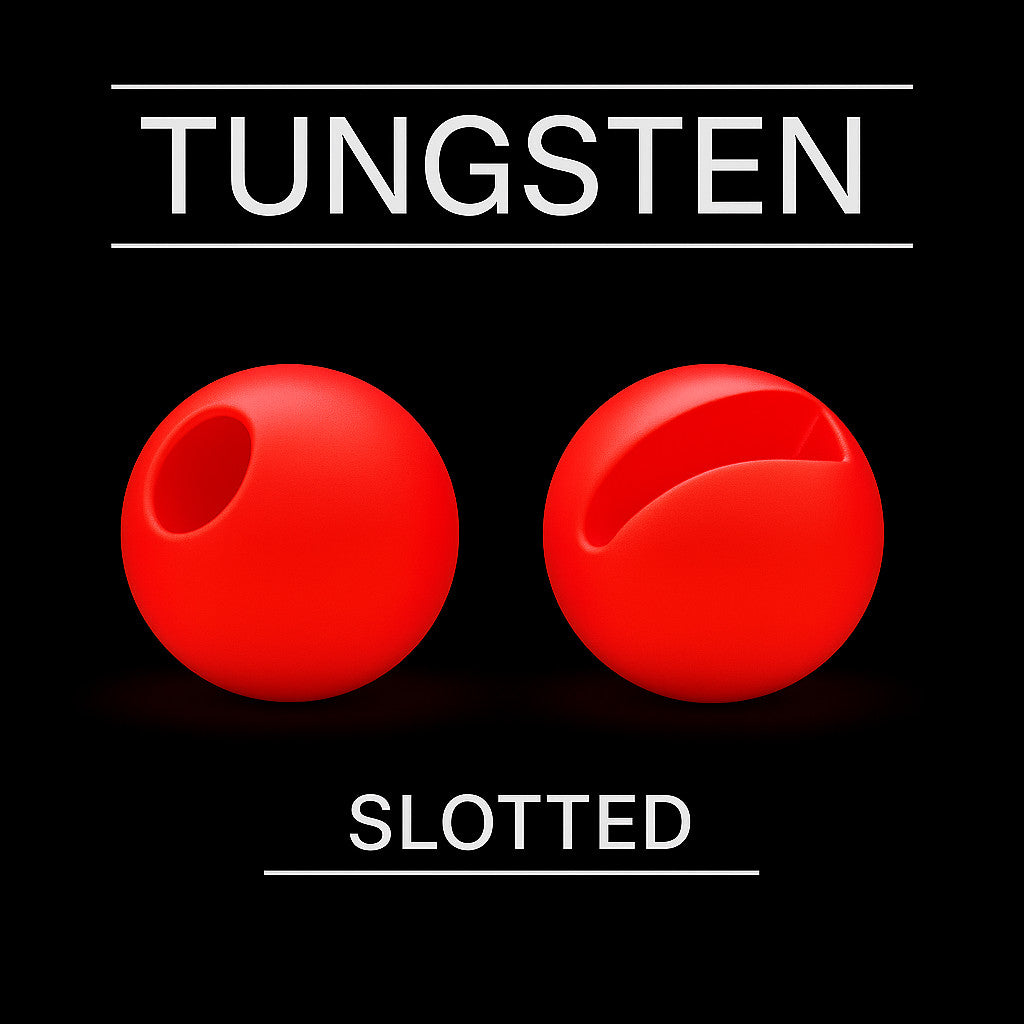 Tungsten Slotted Fluo Red fly tying bead head