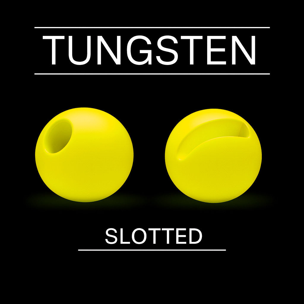 Tungsten Slotted Fluo Yellow fly tying bead head