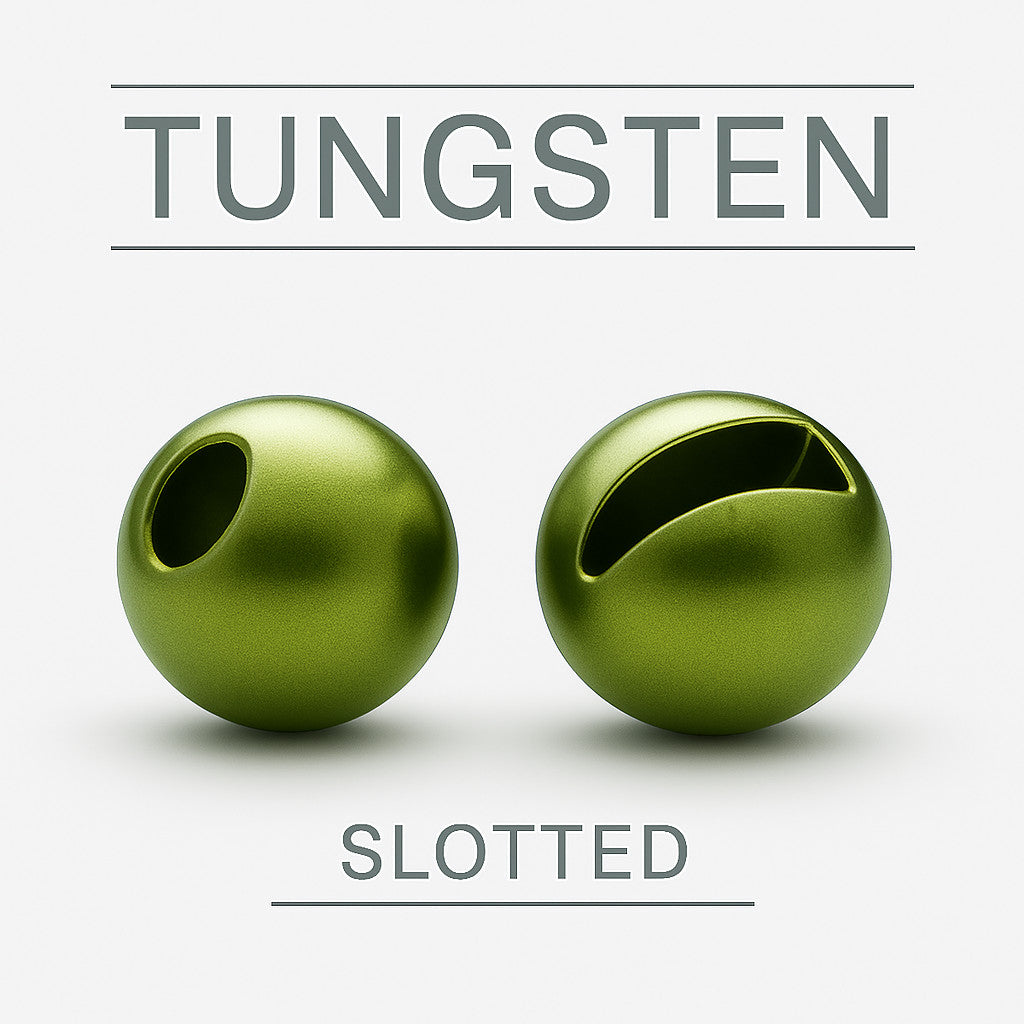 Tungsten Slotted Metallic Dark Olive fly tying bead head