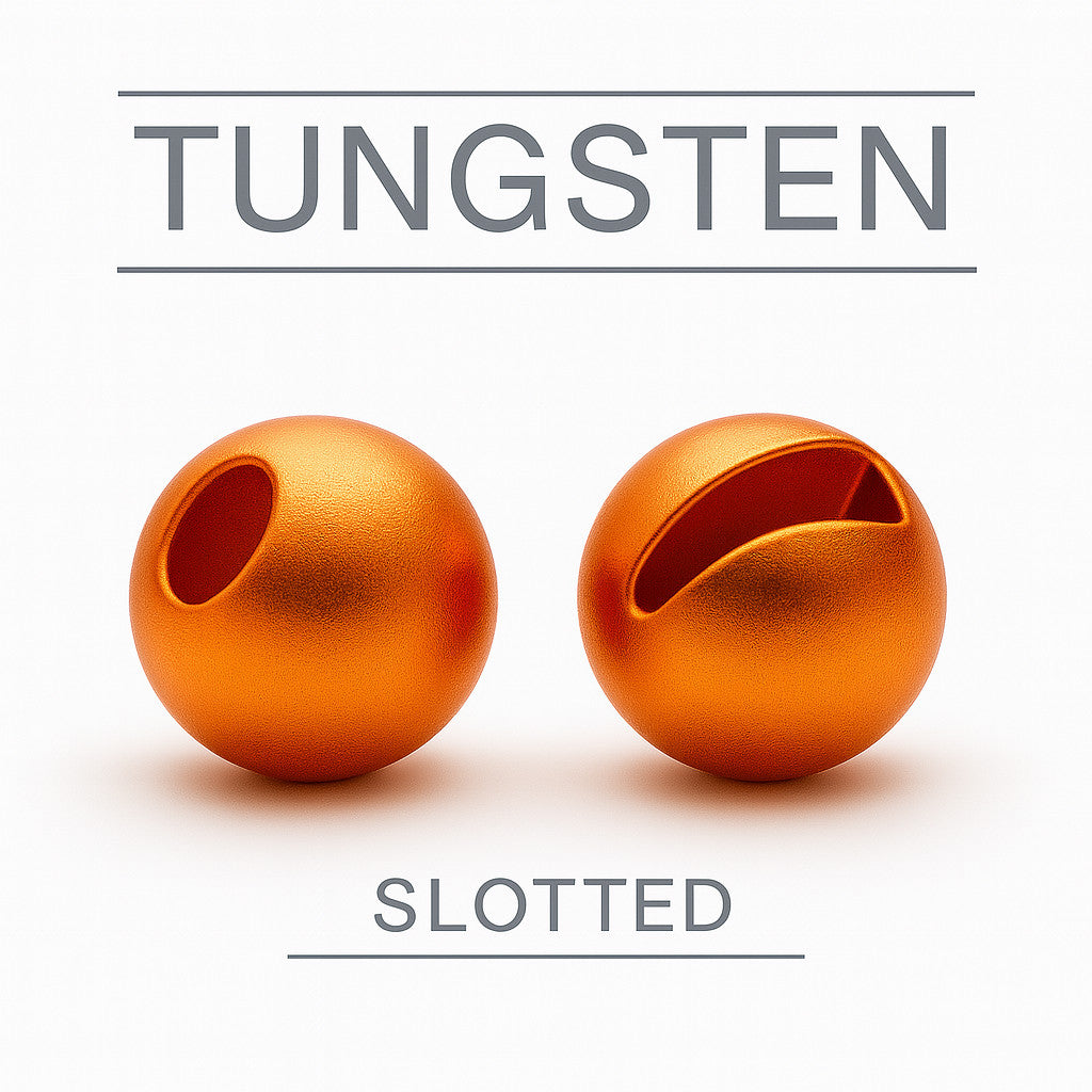 Tungsten Slotted Metallic Orange fly tying bead head