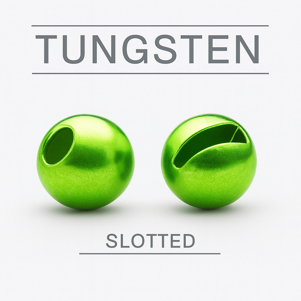 Tungsten Slotted Metallic Green fly tying bead head