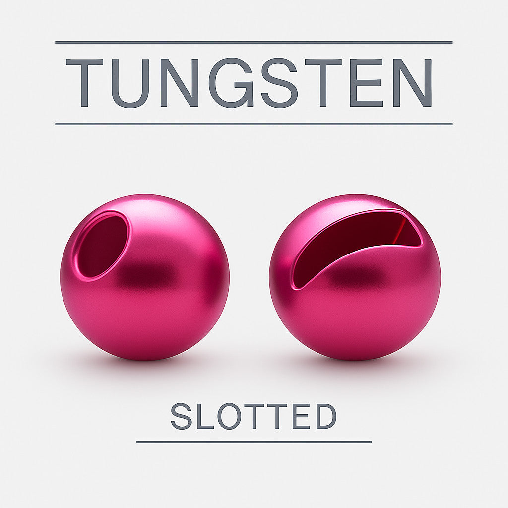 Tungsten Slotted Metallic Pink fly tying bead head