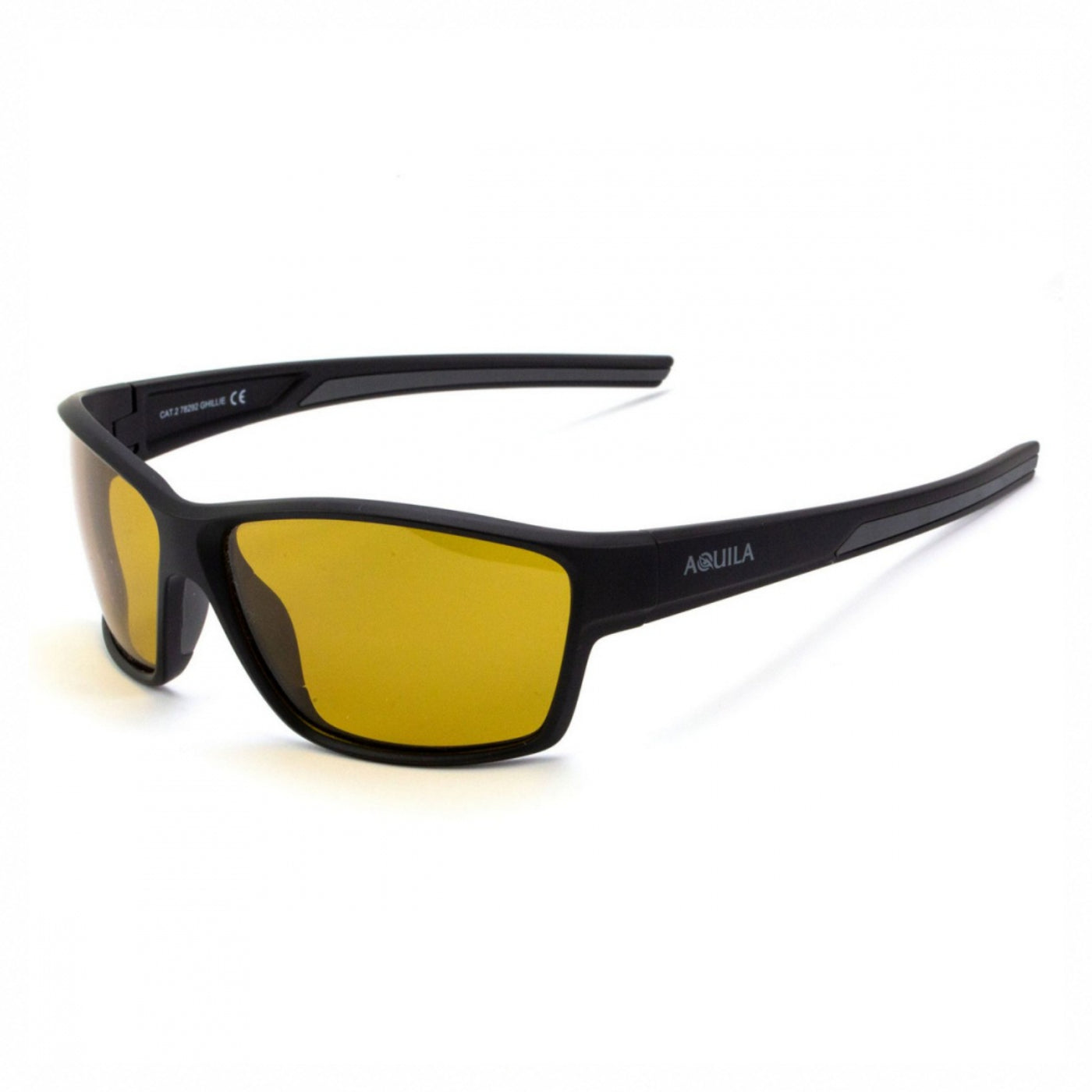 AQUILA Ghillie polarized fishing sunglasses with amber CAT 2 lenses and black frame