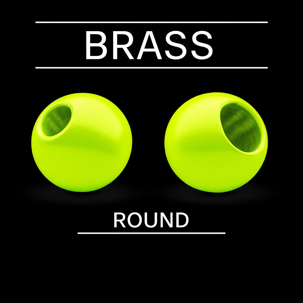 Chartreuse brass round bead for fly tying – glossy metal head