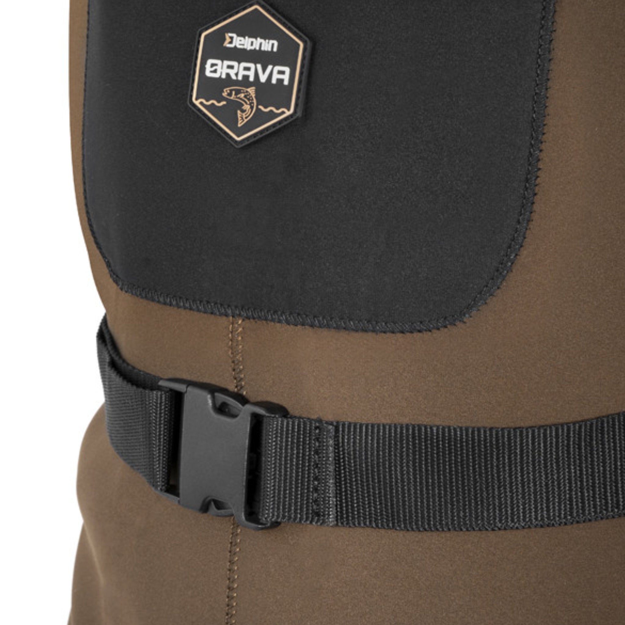 Delphin ORAVA – neoprene chest waders with front pocket and logo detail