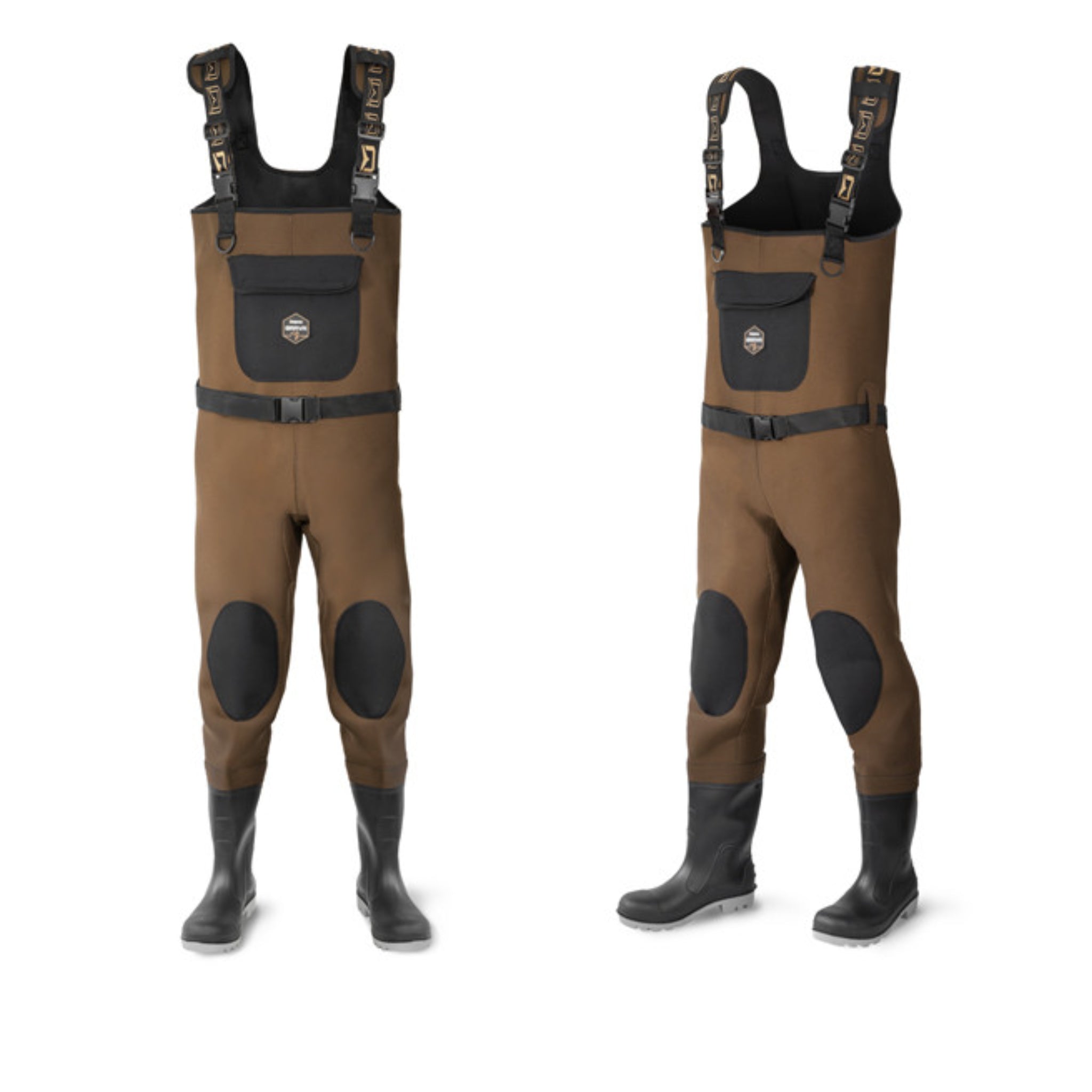 Delphin ORAVA – neoprene chest waders with boots, full front and side view