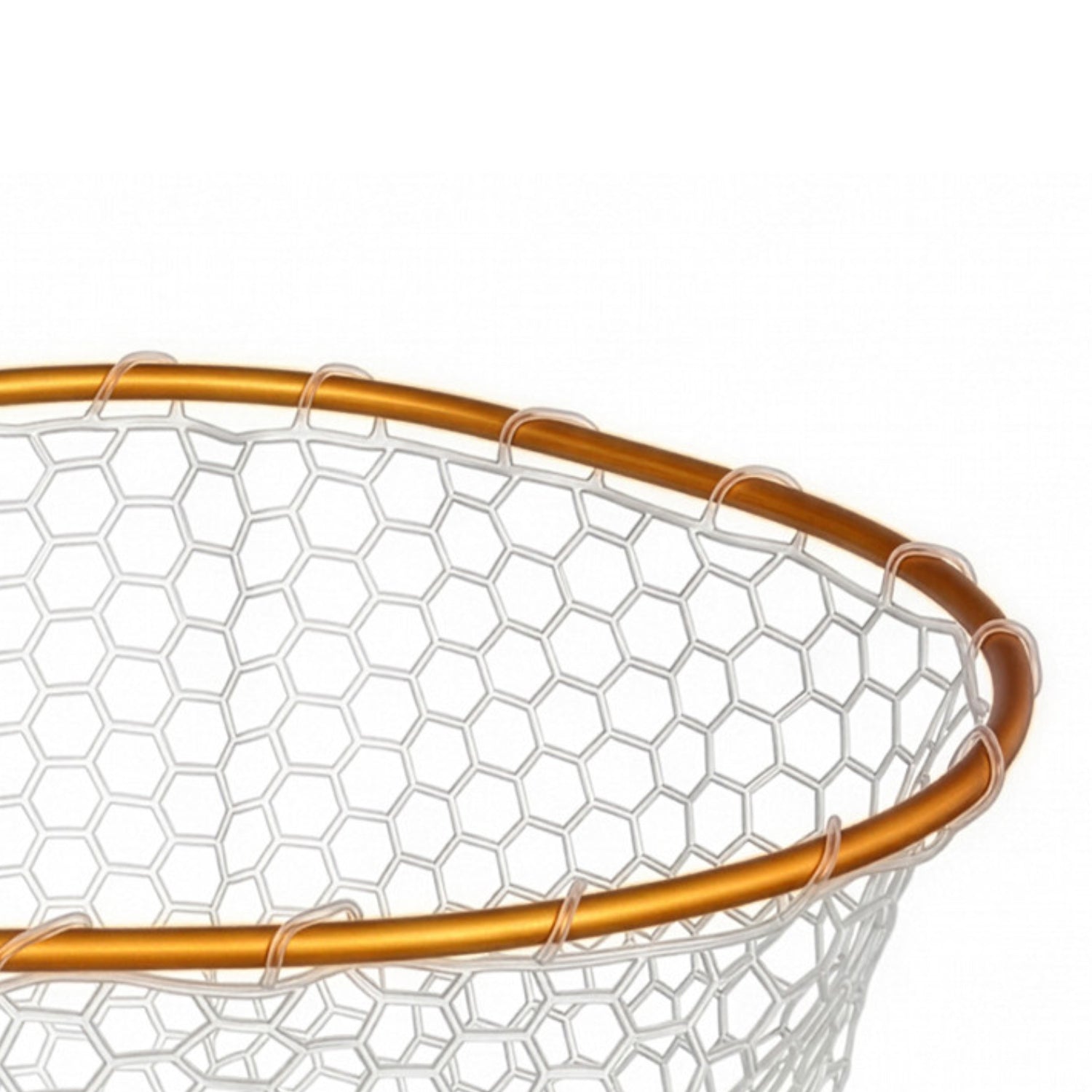 Detail transparentnej pogumovanej sieťky a rámu podberáka Delphin SoftLUX