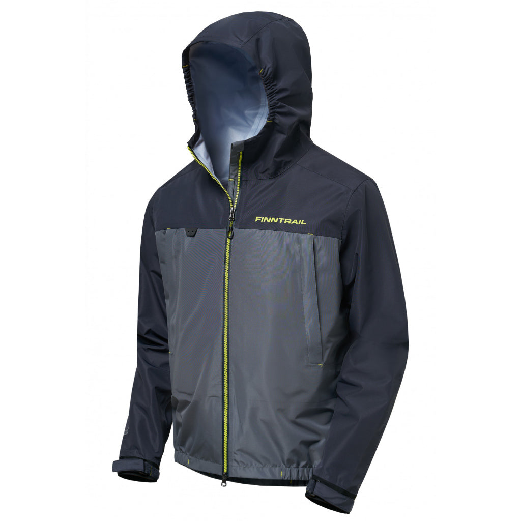 Finntrail Jacket Apex Grey – ľahká nepremokavá bunda s kapucňou, predný pohľad