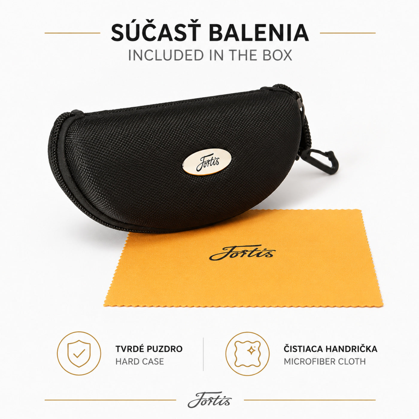 Fortis Isolators Square sunglasses hard case and microfiber cloth included with the eyewear