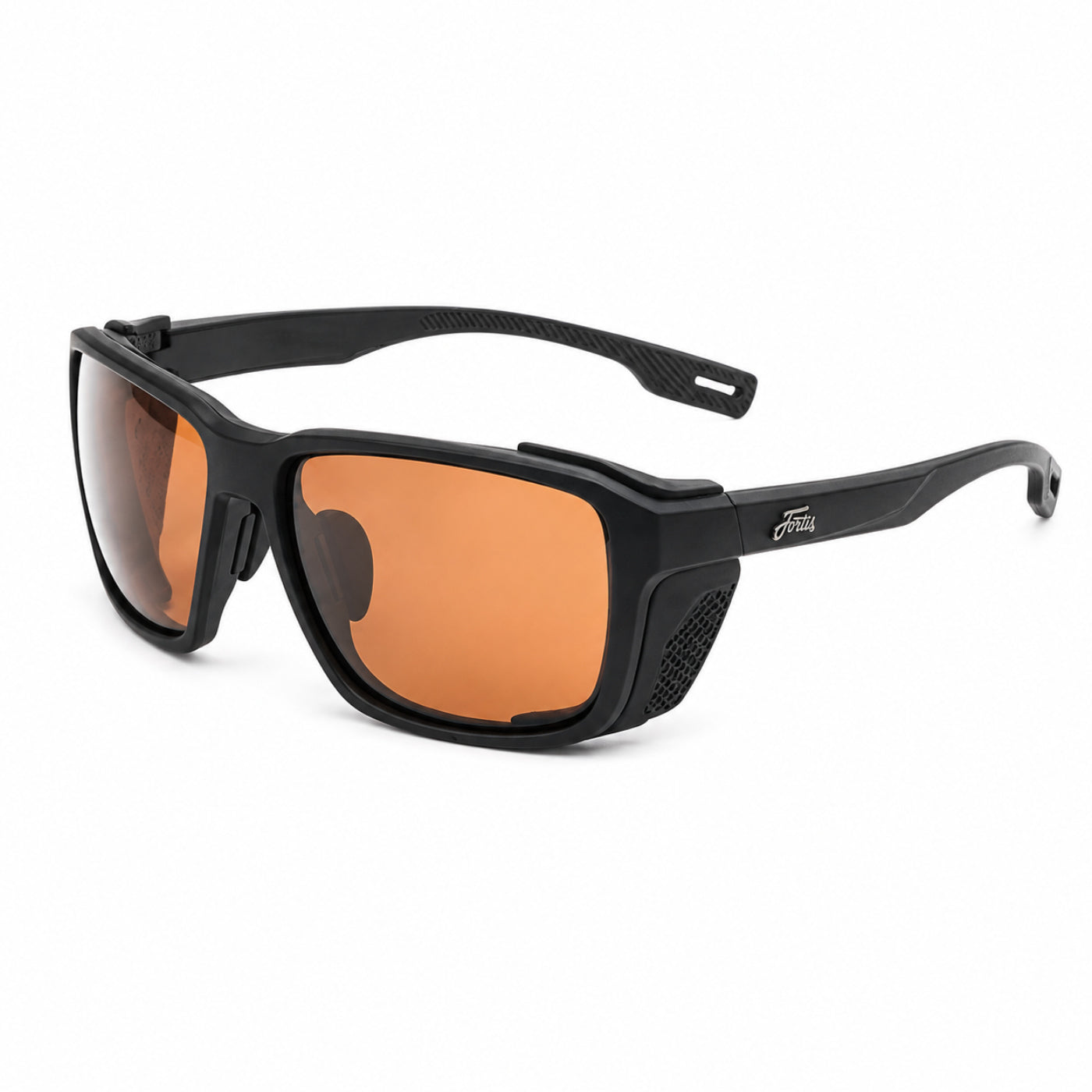 Fortis Isolators Square fishing sunglasses with SWITCH™ photochromic lenses and removable side shields