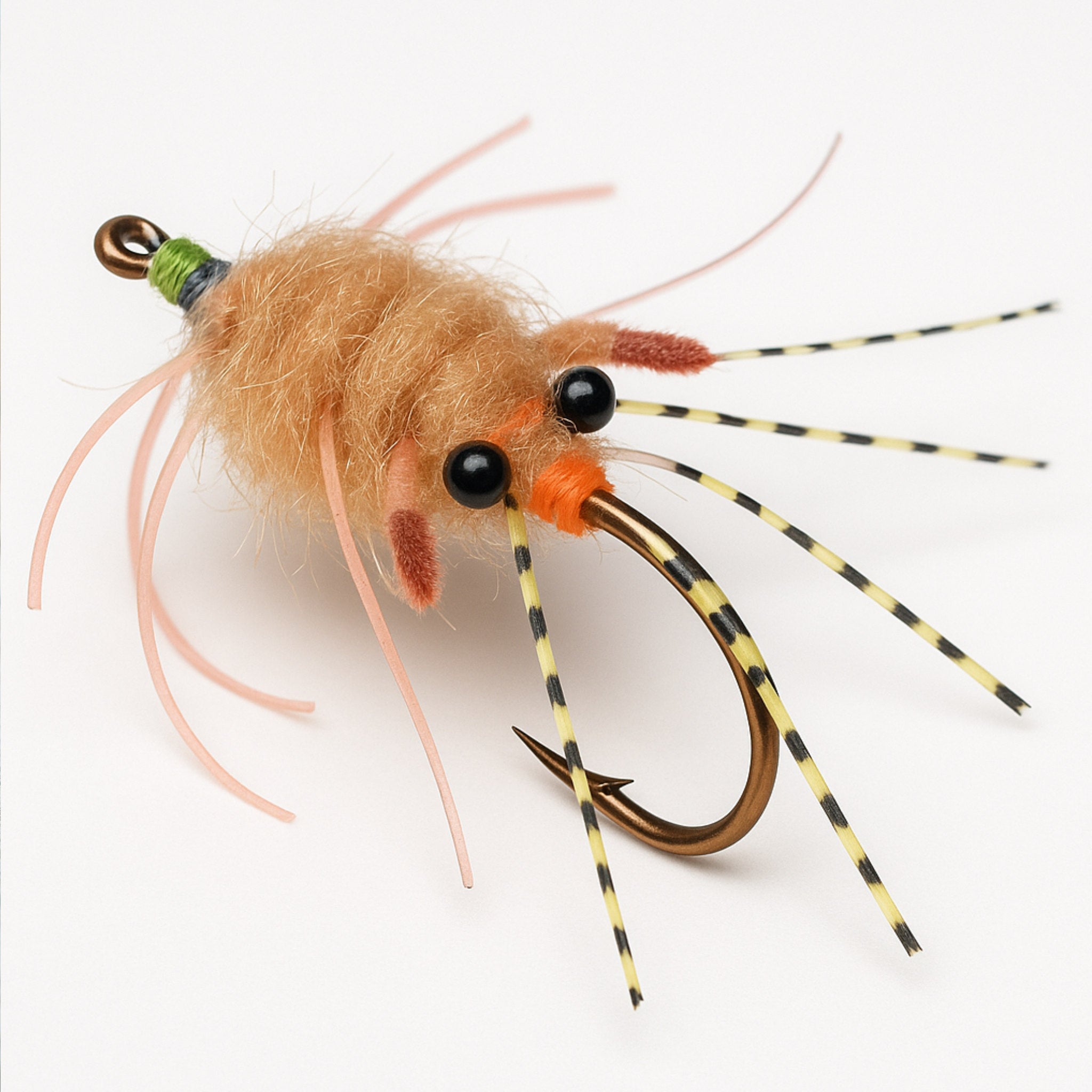 Gamakatsu F314 fly fishing hook with tied shrimp fly pattern