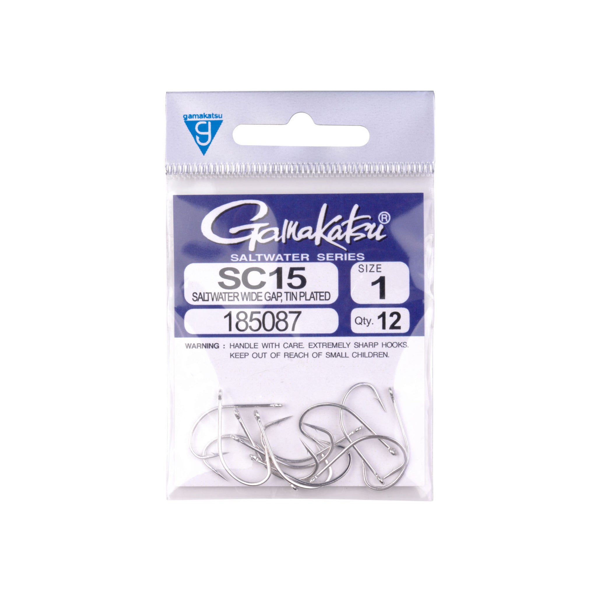 Pack of 12 Gamakatsu SC15 fly hooks, black nickel, wide gape design