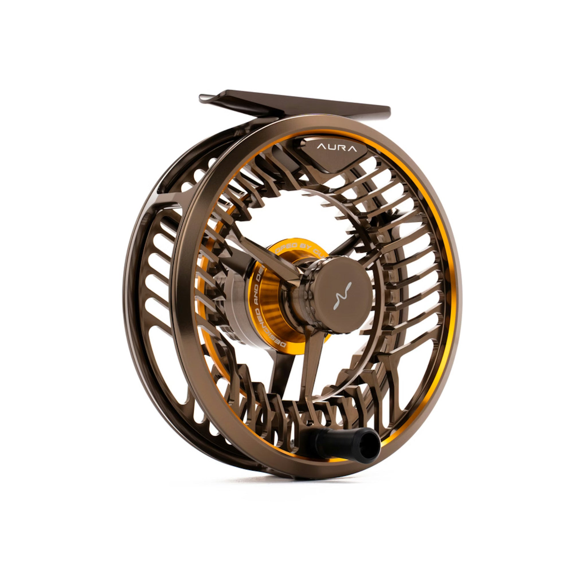 Guideline Aura Bronze Euro fly reel perspective view