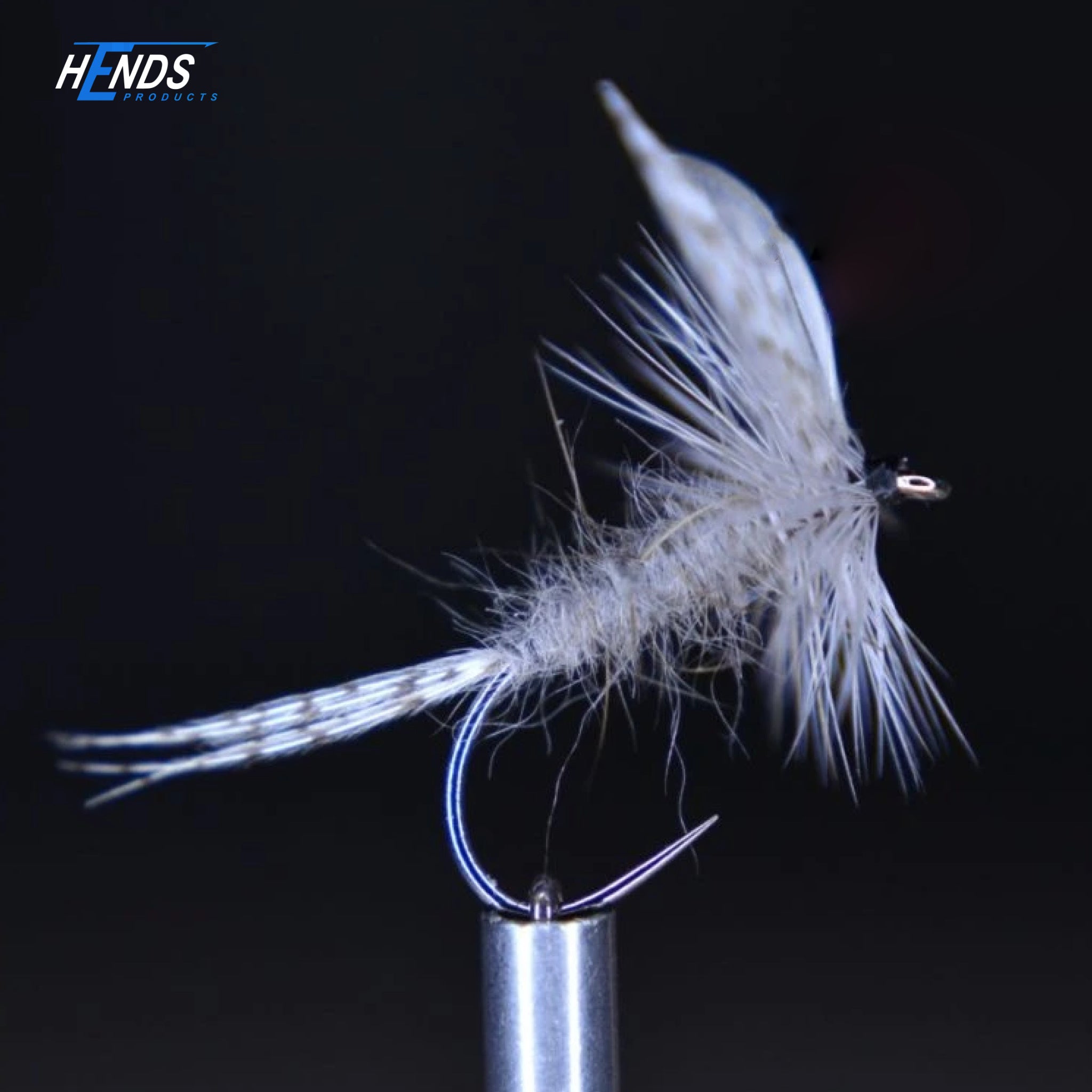Hends BL474 barbless dry fly hook with tied dry fly pattern