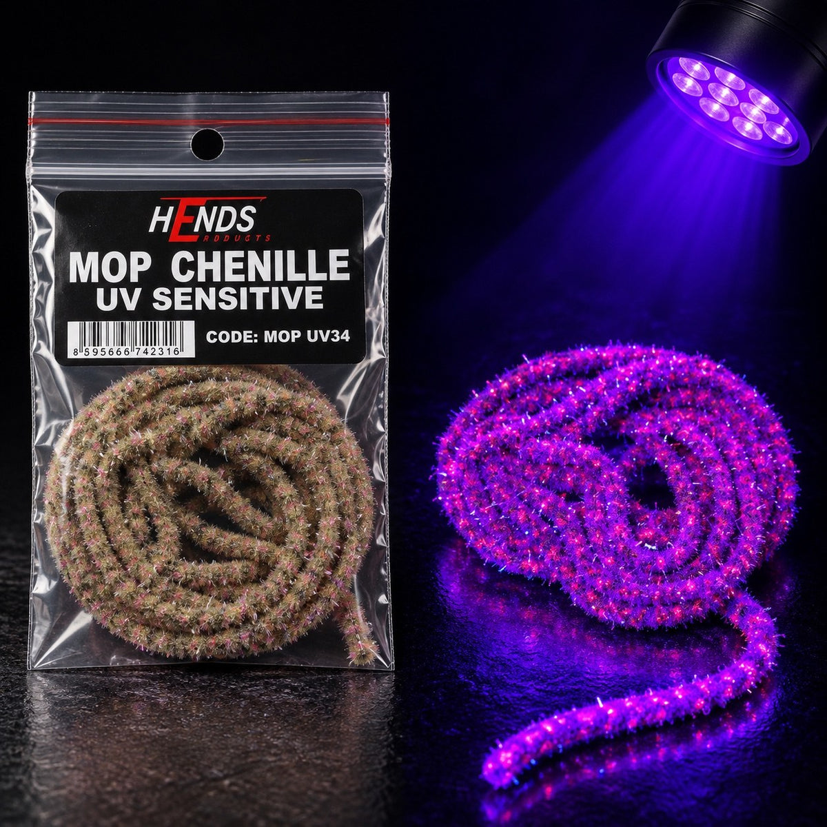 HENDS MOP Chenille UV Sensitive UV34 – bežné a UV osvetlenie
