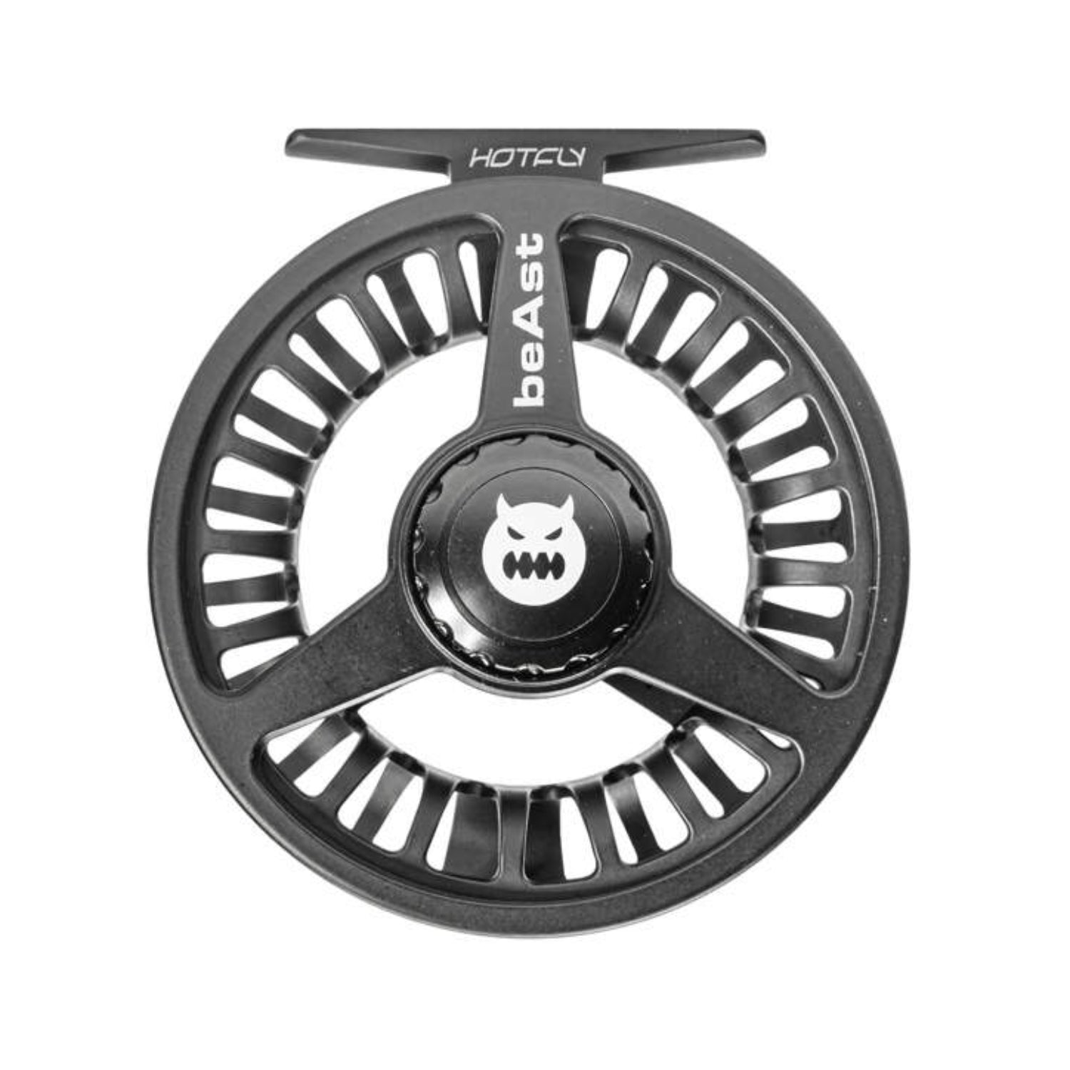 Hotfly Beast fly reel rear view showing open-frame spool design
