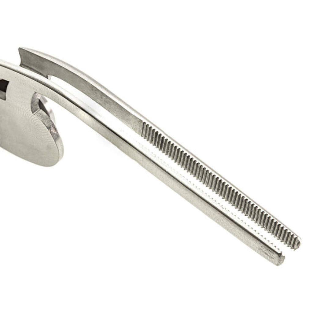 Hotfly ELEPHANT material clamp – serrated jaws detail for secure material grip