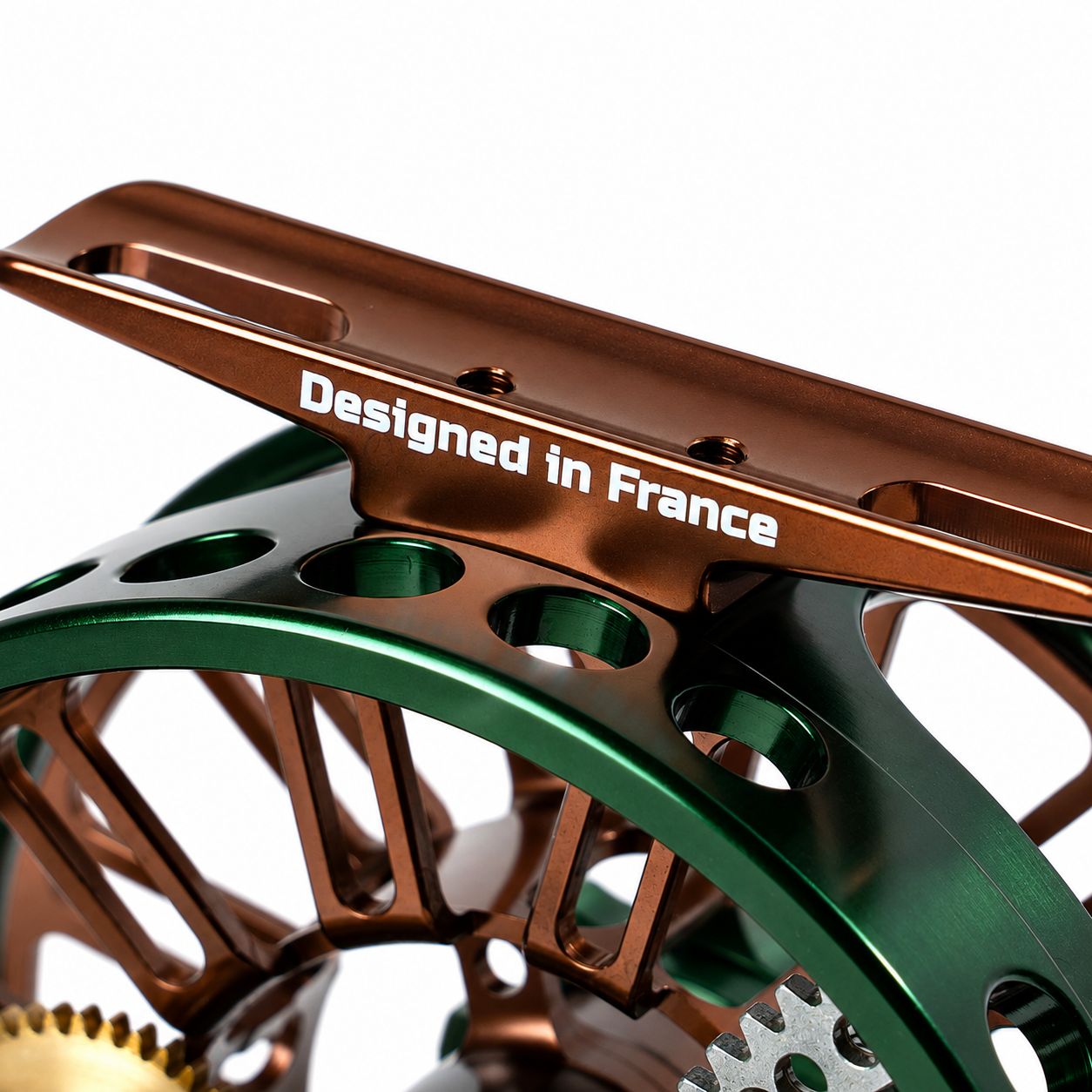 JMC Ozone Racing Green 36 fly reel Designed in France detail