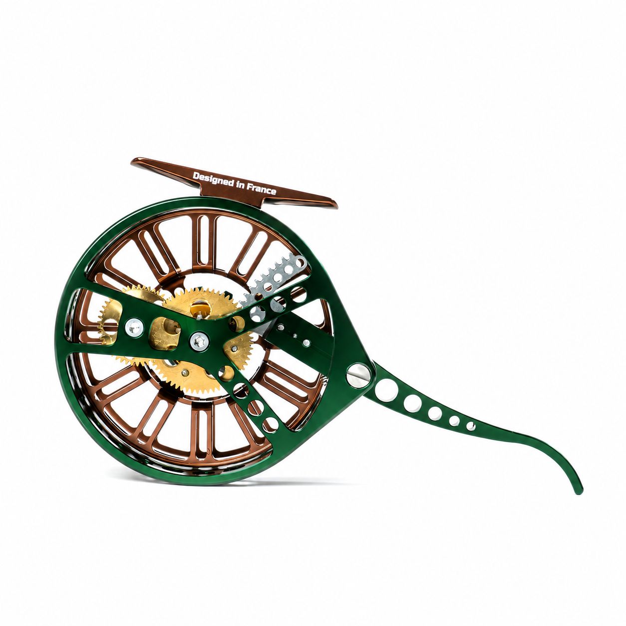 JMC Ozone Racing Green 36 semi-automatic fly reel rear view