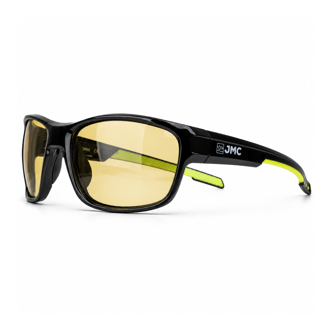 JMC TAC Mirror Photochromic Yellow sunglasses – three-quarter view with amber photochromic lenses