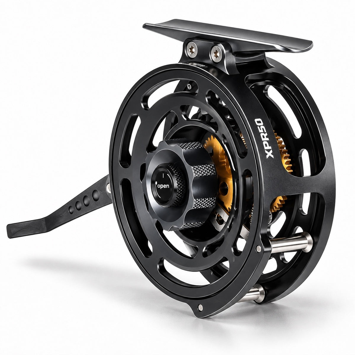 JMC Yoto XPR 50 semi-automatic fly reel three-quarter view