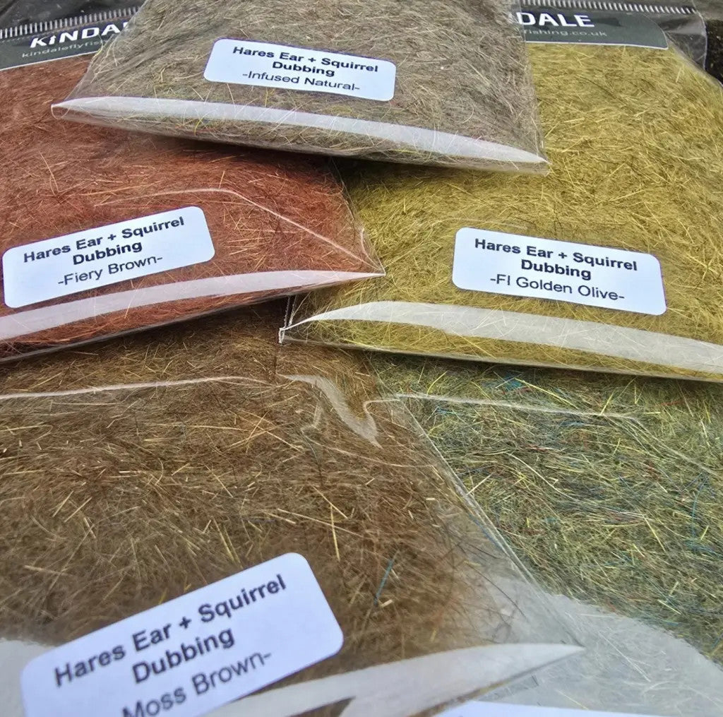 Kindale Hare + Squirrel Blend Dubbing – prírodný dubbing zo zajačieho ucha a veverice na viazanie nýmf a mokrých mušiek