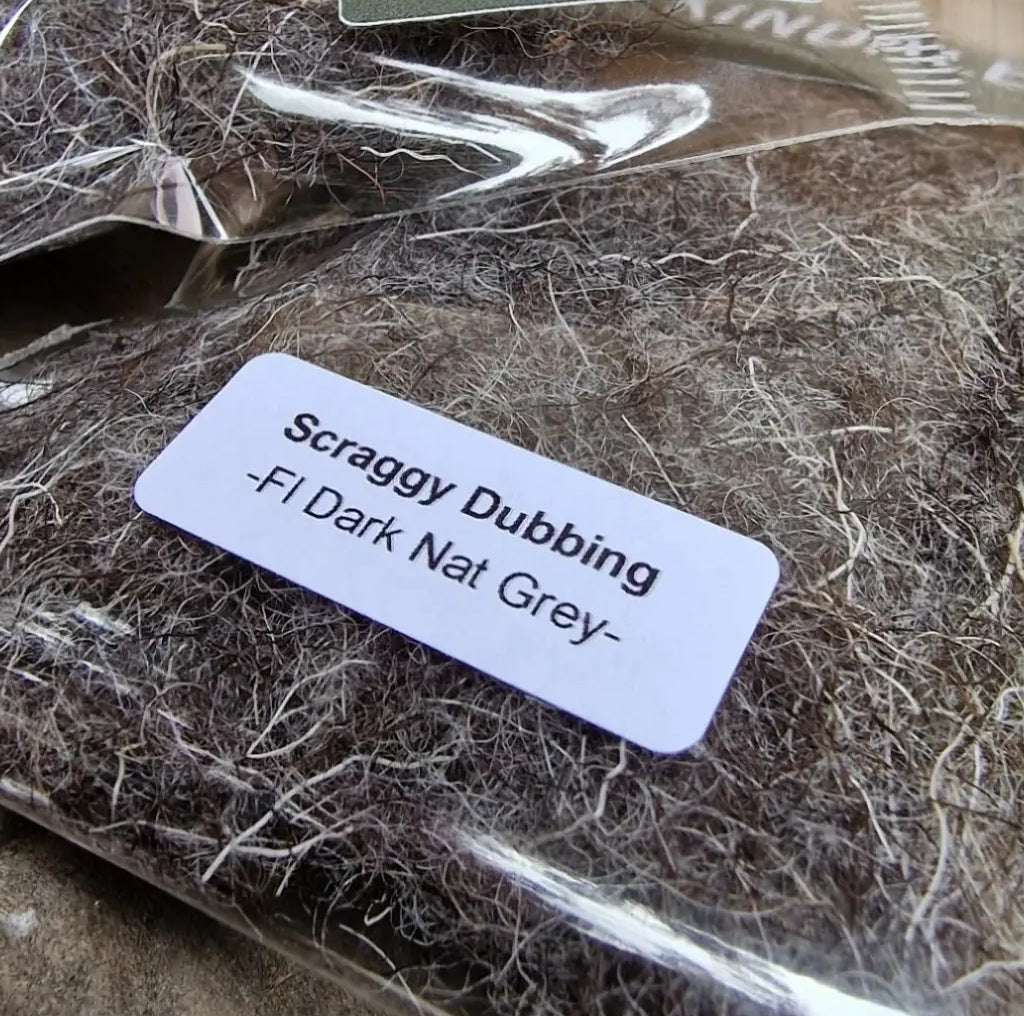 Kindale Scraggy Dubbing – Fl. Dark Natural Grey