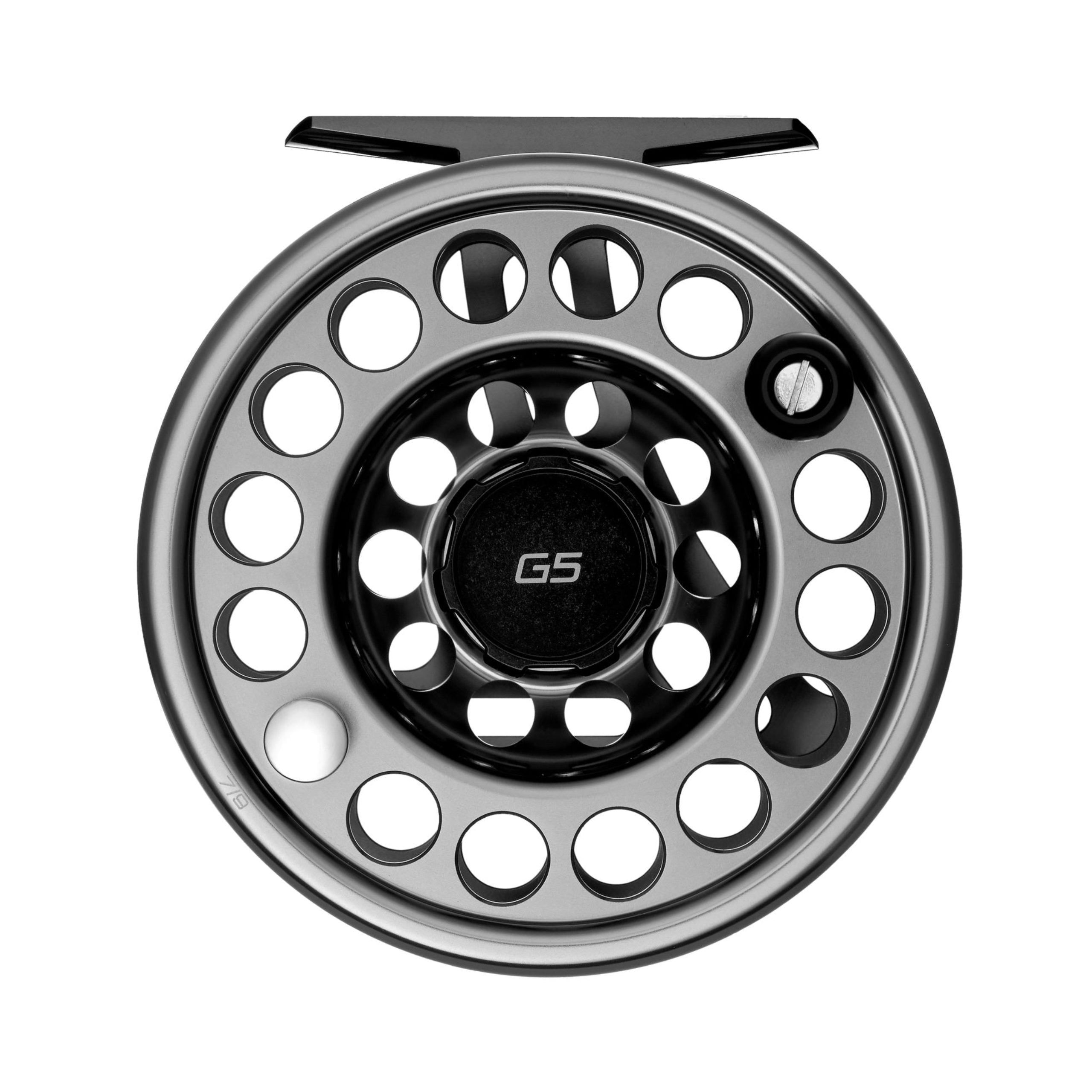Back view of a LOOP Evotec G5 fly reel with large-arbor spool