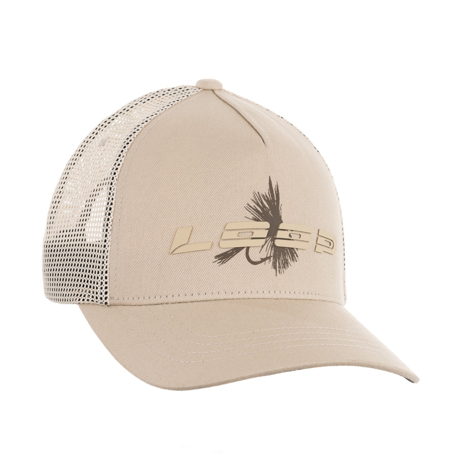 LOOP Fly Trucker Cap Khaki front view