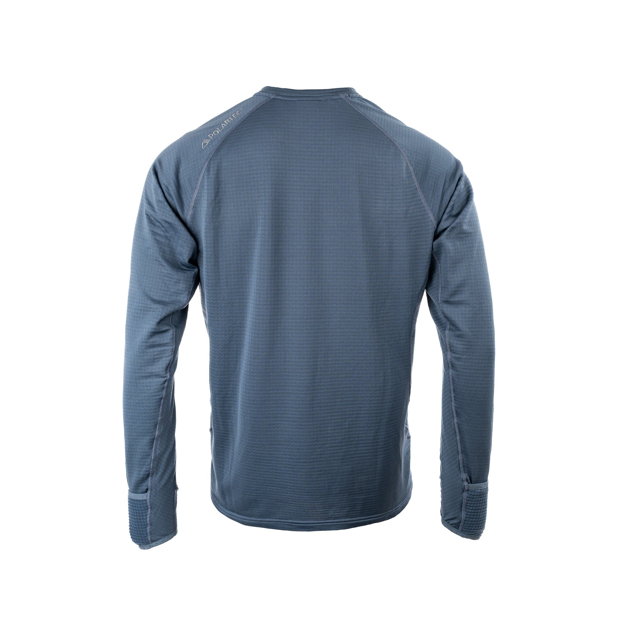 LOOP Flyt Polartec long sleeve base layer in Blue Gray back view