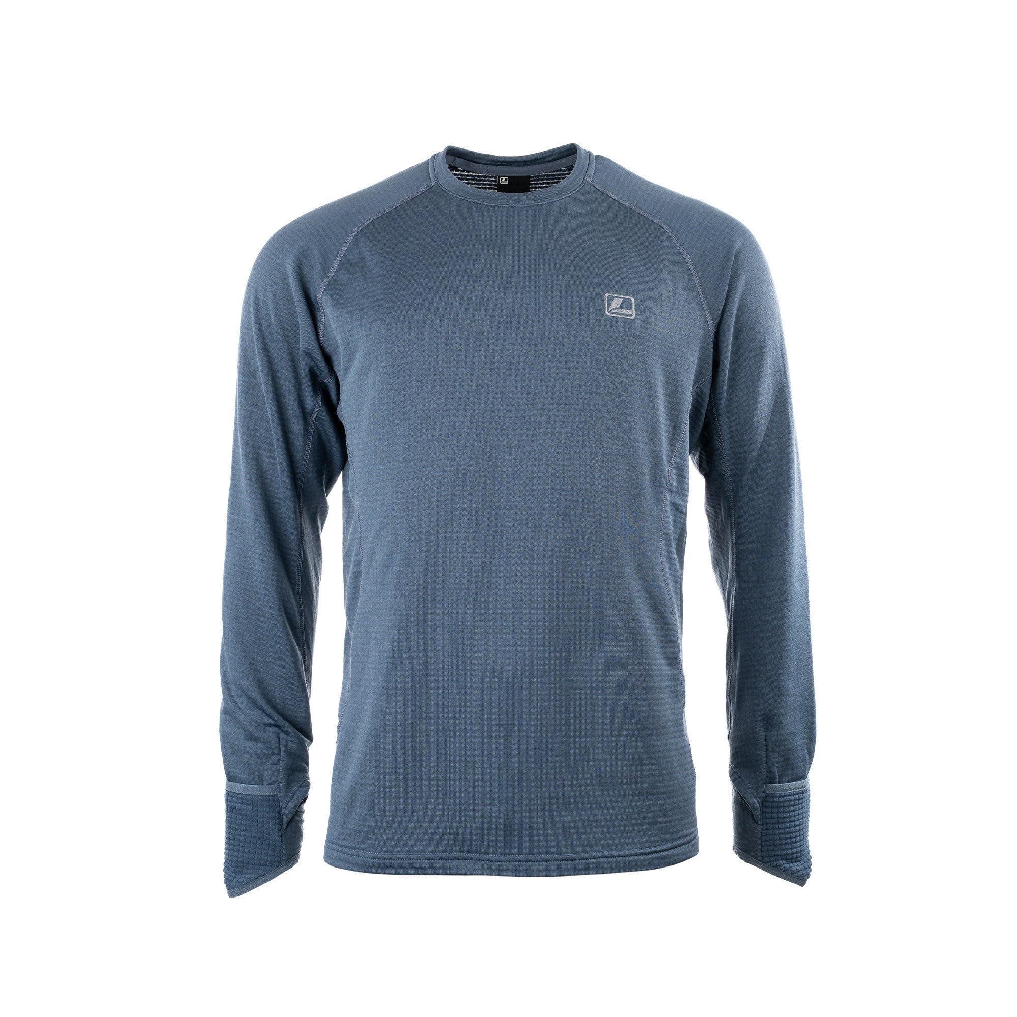 LOOP Flyt Polartec long sleeve base layer in Blue Gray front view